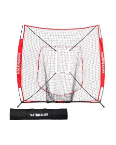 Naturalife 7x7ft Baseball and Softball Practice Net with Strike Zone Target-Red