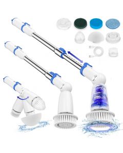 BEAUTURAL Cordless Electric Spin Scrubber for Home Cleaning, Brush Head, 3 Adjustable Length,2 Adjustable Speeds for Bathroom Shower Bathtub Glass Car