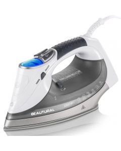 BEAUTURAL 1800-Watt Steam Iron with Digital LCD Screen, Double-Layer and Ceramic Coated Soleplate, 3-Way Auto-Off, 9 Preset Temperature and Steam Settings for Variable Fabric