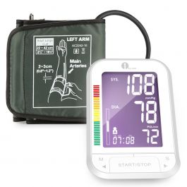 1byone Upper Arm Digital Blood Pressure Monitor with Easy-to-Read Backlit  LCD, White