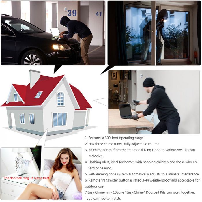 1byone Home Wireless PIR Motion Sensor Alarm Driveway Alert Gates Burglar System 