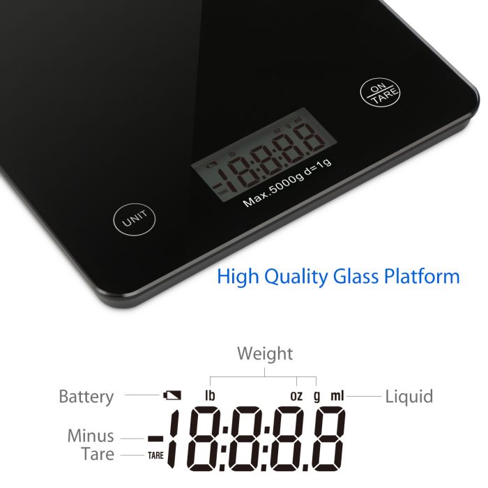 Details about   1byone 5KG Kitchen Food Scale Digital Weight Grams Cooking Baking Glass 1g/0.1oz 