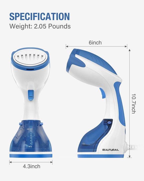BEAUTURAL Steamer for Clothes Portable Handheld Garment Fabric Wrinkles Remover 30 Second Fast Heat up Auto Off
