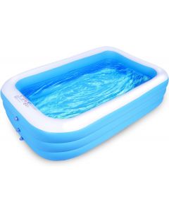 Inflatable Portable Swimming Pool Play Center, Family Full Size Blow Up Kiddie Pool, 120" X 72" X 22"