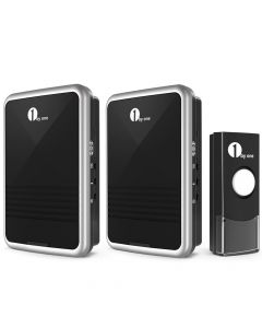 Easy Chime Wireless Doorbell Kit, 6 Melodies to Choose-2 Plug-in Recevier + 1 Button