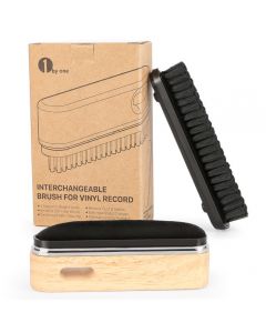 1 BY ONE Vinyl Record Cleaner Brush, Anti-Static Clean Brush for LP, Record Cleaning with Velvet & Soft Fiber Record Brush, Interchangeable Magnetic Brush Heads