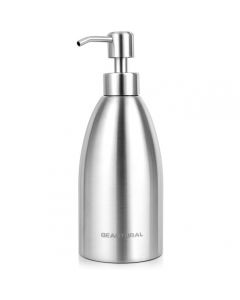 BEAUTURAL Stainless Steel Countertop Soap Dispenser 15.2 Oz, Rust-Proof Liquid Soap Pump Bottle for Kitchen, Bathroom and Countertop Hand Dish Lotion[Upgraded Version]