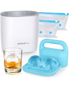 SIMPLETASTE Crystal Clear Ice Ball Maker Mold - 2.36 Inch Clear Sphere, Plus 2 Ice Ball Storage Bags, BPA-free Silicone Large Sphere Ice Mold, Ice Cube Tray for Whiskey, Cocktail and Drinks