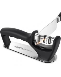 SIMPLETASTE Kitchen Knife Sharpener with Non-Slip Base, 3-Stage Sharpening Tool Helps Restore and Repair Blades Edge