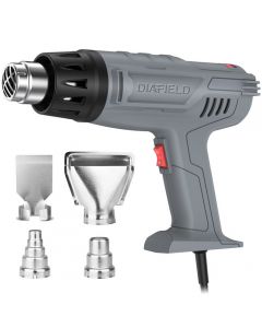 DIAFIELD 1850W Heat Gun Variable Temperature Settings 112℉~1202℉（44℃- 650℃), Fast Heat Hot Air Gun, Durable & Overload Protection, with 4 Nozzels for Shrink Wrap, Vinyl, Crafts, Epoxy Resin(5.9FT)