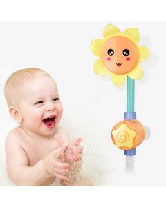 KINDIARY Baby Bath Shower Toy for Toddlers, Battery Operated Sunflower Water Squirt Shower Faucet and Bathtub Water Pump for Infants