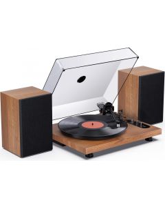 1 BY ONE Record Player with Speakers, Vinyl Turntable with Bluetooth Output&Input, AT-3600L Cartridge, Built-in Phono Preamp & Adjustable Counterweight