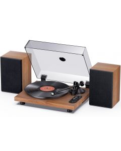 1 BY ONE Record Player, Hi-Fi System Bluetooth Turntable Players with Stereo Bookshelf Speakers, Phono Preamp, AT-3600L, Adjustable Counterweight, Bluetooth Output&Input, 2-Speed Belt Drive