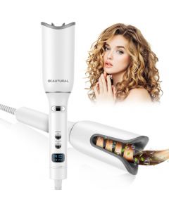 BEAUTURAL Auto Hair Curler with Adjustable 5 Temps, 13 Curls & 10 Timer Settings, 40s Rapid Heating,1inch Large Barrel, Portable Automatic Hair Curling Iron with LCD Screen,Dual Voltage for Travel