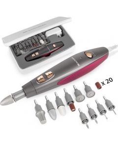 BEAUTURAL Professional Manicure and Pedicure Set Kit, Upgraded Electric Nail Drill Machine, 10-Piece Attachments Plus 20 Sanding Bands, Electric Nail File Set, Hand Foot & Nail Tools [Not Cordless]