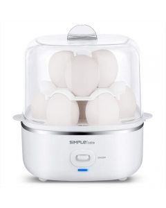 SimpleTaste 711UK-0003 Electric Cooker Boiler for Hard or Soft Boiled, Poached, Omelets and Steamed Foods with Auto Shut Off Feature and 2 Tiered, 10 Eggs Capacity, Plastic, White